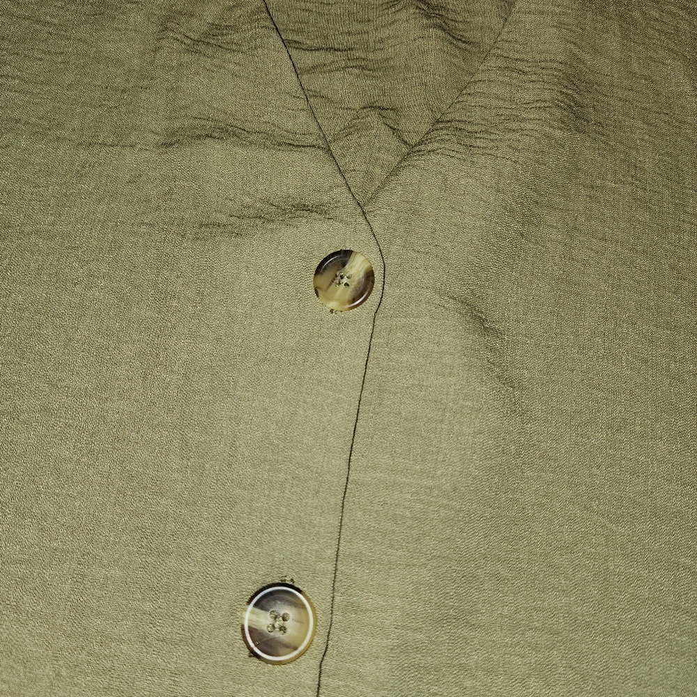 Sainsbury Olive Green V-neck Half Sleeve Blouse Size 10 - Picture 11 of 11